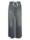 Mm6 Maison Margiela Mm6 By Maison Margiela Wide-leg Drawstring Jeans With Distressed Details In Blue