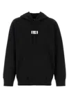 Mm6 Maison Margiela Mm6 By Maison Margiela Emblazoned Black Hoodie With Drawstring And Ribbed Finishes In Multi