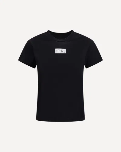 Mm6 Maison Margiela Crewneck T-shirt With Rectangular Applique And Design In Black