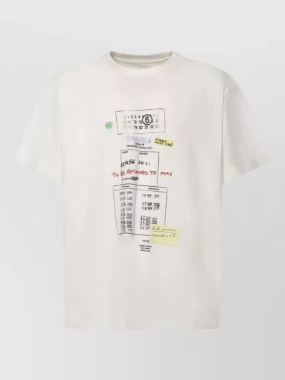 Mm6 Maison Margiela Cotton T Shirt Crew Neck Graphic Print In White