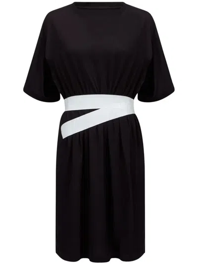 Mm6 Maison Margiela Cotton T-shirt Dress With Belt In Black