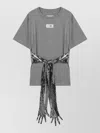 Mm6 Maison Margiela Cotton T Shirt Gloves Sequin Belt In Gray
