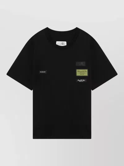 Mm6 Maison Margiela Cotton T Shirt Label Detail Graphic Print In Black