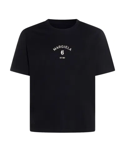 Mm6 Maison Margiela Cotton T-shirt With Iconic Print In Black