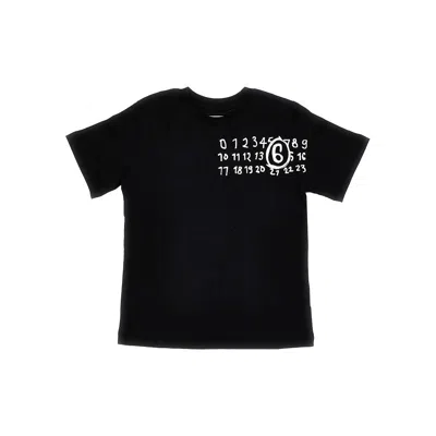 Mm6 Maison Margiela Cotton T-shirt With Numerical Logo Print Kids In Black