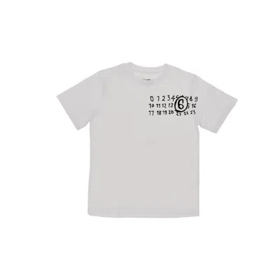 Mm6 Maison Margiela Cotton T-shirt With Numerical Logo Print Kids In White