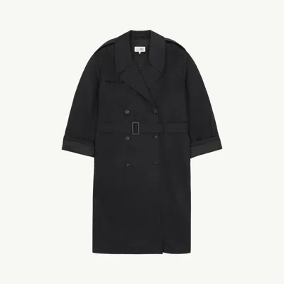 Mm6 Maison Margiela Cotton Twill Trench Coat In Black