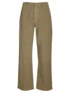Mm6 Maison Margiela Green Embroidered-logo Trousers