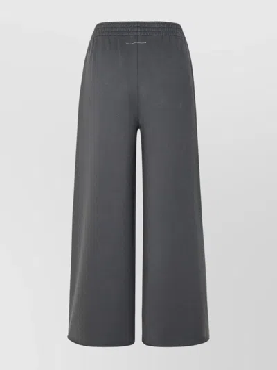Mm6 Maison Margiela Cotton Trousers With Side Text Print In Gray