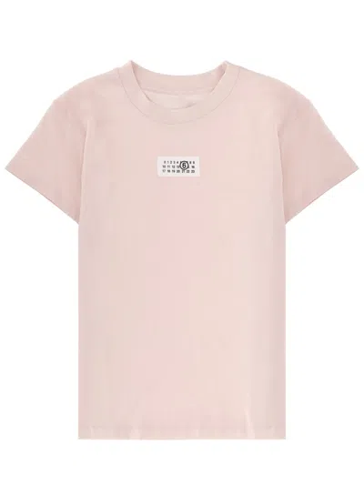 Mm6 Maison Margiela Crew Neck Short Sleeve Cotton Jersey Top In Pink