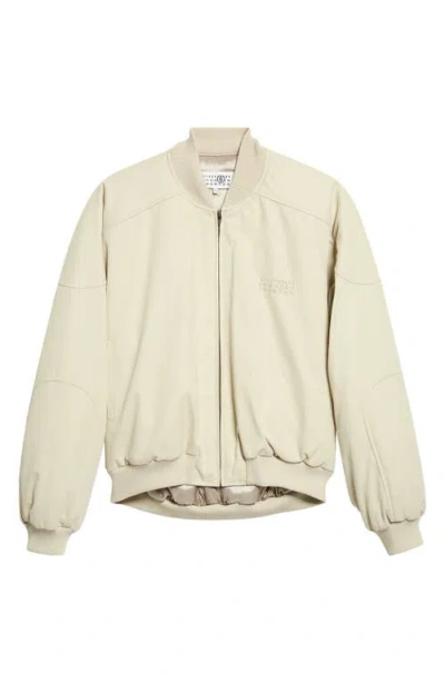 Mm6 Maison Margiela Cotton Twill Bomber Jacket In Ecru