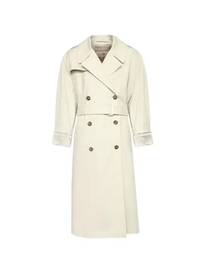 Mm6 Maison Margiela Cotton Twill Trench Coat In White