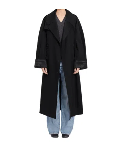 Mm6 Maison Margiela Cotton Twill Trench Coat In Black