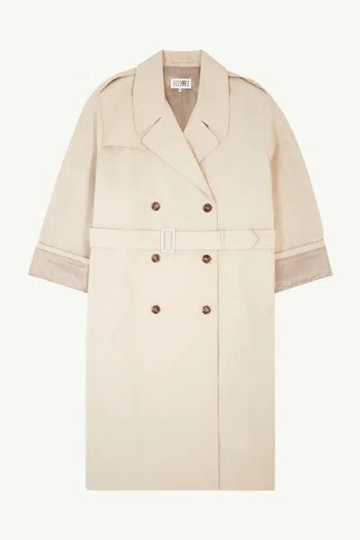 Mm6 Maison Margiela Cotton Twill Trench Coat In White