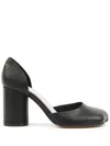 Mm6 Maison Margiela Black Shiny Vegetable Tanned Leather Court Heels In Black