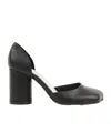 Mm6 Maison Margiela Black Shiny Vegetable Tanned Leather Court Heels In Black