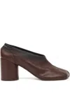 Mm6 Maison Margiela Block Heel Round Toe Anatomic Pumps In Brown