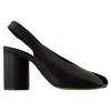 Mm6 Maison Margiela Block Heel Leather Open Toe Sandals