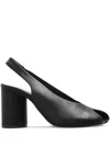 Mm6 Maison Margiela Block Heel Leather Open Toe Sandals
