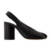 Mm6 Maison Margiela Block Heel Leather Open Toe Sandals In Black