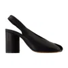 Mm6 Maison Margiela Block Heel Leather Open Toe Sandals In Black
