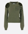 Mm6 Maison Margiela Crewneck Knitwear With Cut-outs And Ribbed Trims