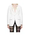 Mm6 Maison Margiela Stretch Polyester Blend Blazer With Back Vent In White