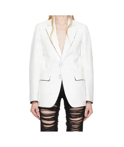 MM6 MAISON MARGIELA MM6 MAISON MARGIELA CRACKED-PAINTED SINGLE-BREASTED BLAZER