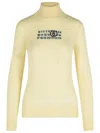 Mm6 Maison Margiela Cream Virgin Wool Turtleneck Sweater In Yellow