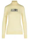 Mm6 Maison Margiela Distressed Crewneck Knitwear With Ribbed Finish In White