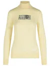 Mm6 Maison Margiela Distressed Crewneck Knitwear With Ribbed Finish In Yellow