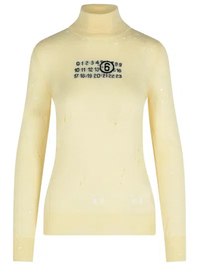 MM6 MAISON MARGIELA CREAM VIRGIN WOOL TURTLENECK SWEATER