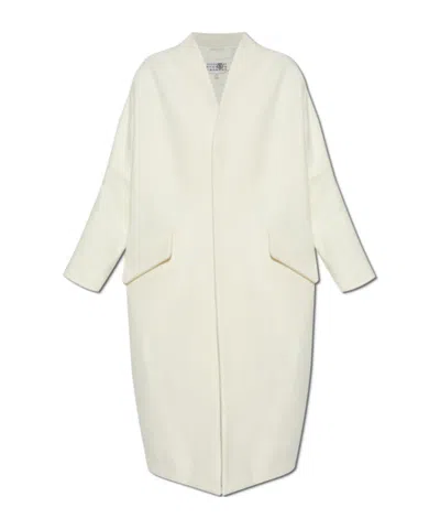 Mm6 Maison Margiela Cream Wool Coat