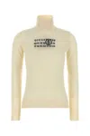 Mm6 Maison Margiela Distressed Crewneck Knitwear With Ribbed Finish In White