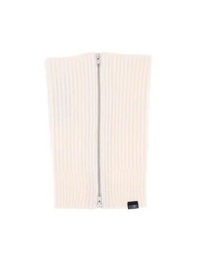 MM6 MAISON MARGIELA CREAM ZIP WOOL-BLEND SCARF