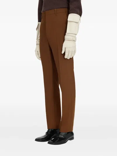 Mm6 Maison Margiela Creased Wool Trousers In Brown