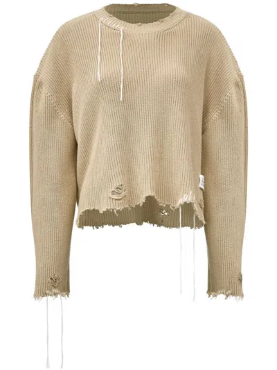 Mm6 Maison Margiela Crew-neck Cotton Jumper In Neutrals