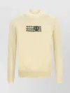 Mm6 Maison Margiela Crew Neck Distressed Graphic Print Sweater In Neutral