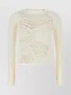 Mm6 Maison Margiela Off-white Slashed Gauge 14 Crewneck Sweater In White