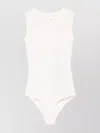 Mm6 Maison Margiela Mm6 By Maison Margiela Ecru Sleeveless Stretch Bodysuit With Crew Neck In White