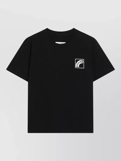 Mm6 Maison Margiela Crew Neck Graphic Print Short Sleeve Top In Black