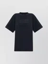Mm6 Maison Margiela Crew Neck Graphic Print Top With Short Sleeves In Black