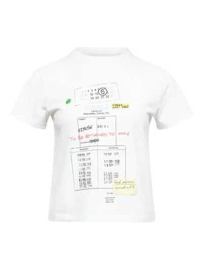 Mm6 Maison Margiela Crew-neck Graphic T-shirt In White