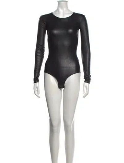 Pre-owned Mm6 Maison Margiela Crew Neck Long Sleeve Bodysuit In Black