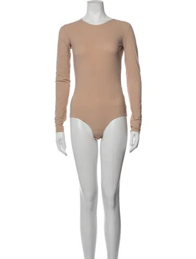 Pre-owned Mm6 Maison Margiela Crew Neck Long Sleeve Bodysuit In Neutrals