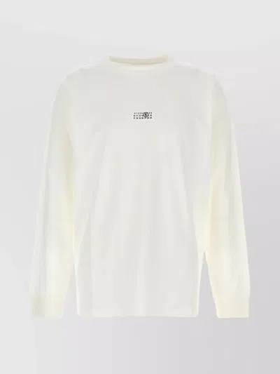 Mm6 Maison Margiela Crew Neck Long Sleeves Cotton T-shirt In White