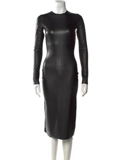 Pre-owned Mm6 Maison Margiela Crew Neck Midi Length Dress In Black