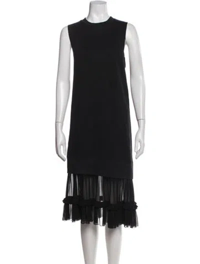 Pre-owned Mm6 Maison Margiela Crew Neck Midi Length Dress In Black