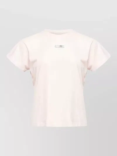 Mm6 Maison Margiela Crew Neck Short Sleeve Cotton Jersey Top In Pink