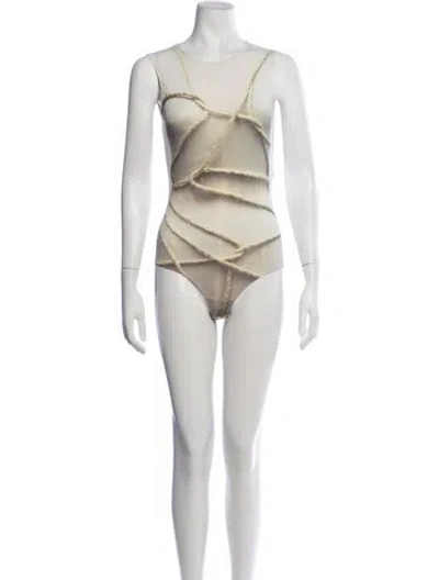 Pre-owned Mm6 Maison Margiela Crew Neck Sleeveless Bodysuit In Neutrals